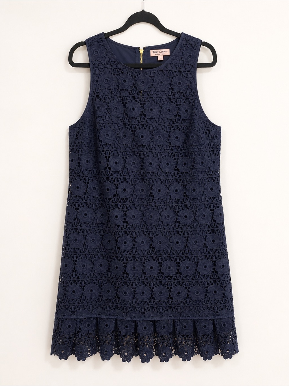 Juicy Couture Navy Floral Lace Dress – Girls Size 14 - Picture 1 of 1